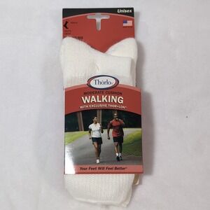 Thorlo Walking Socks Unisex Medium White Moderate Cushion Crew WX11 USA NWT‎